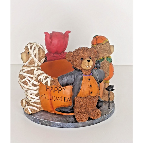 Vintage Halloween Bears Costumes Resin Candy Dish Candle Holder 2004 Joelson Ind - Picture 1 of 5